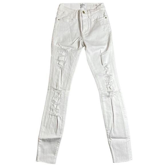 Frame Denim Womens Lehigh Skinny Fit Distressed Frayed‎ Hems Jeans Size 27 New - Picture 12 of 12